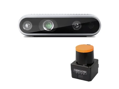 Intel RealSense D435 depth camera and Hokuyo LiDAR